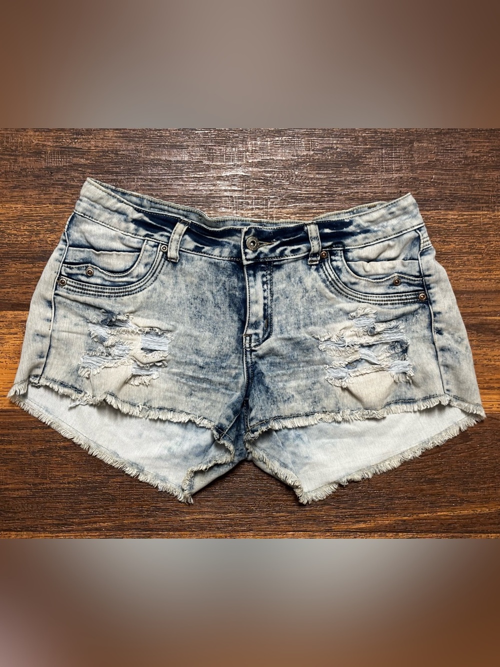 Women’s Light Wash Distressed Denim Jean Shorts